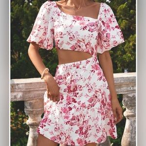 Hello Molly red floral cut out dress